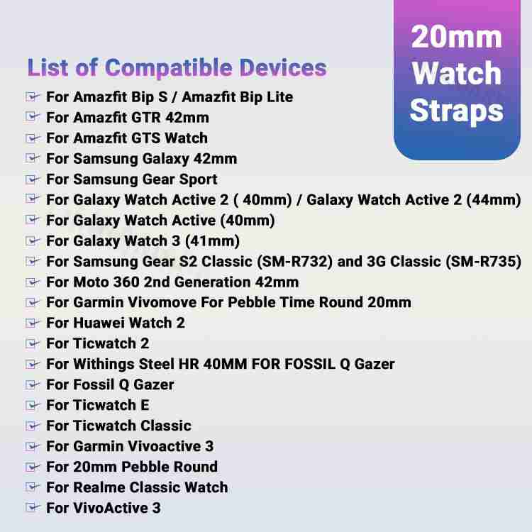 GADGO Premium Nylon 20 mm Band Compatible with Samsung Galaxy Watch 3 41mm Samsung Galaxy 42mm Samsung Galaxy Active 40mm Active 2 40 44mm AmazeFit BIP BIP Lite AmazeFit GTS Amazefit GTR 42mm