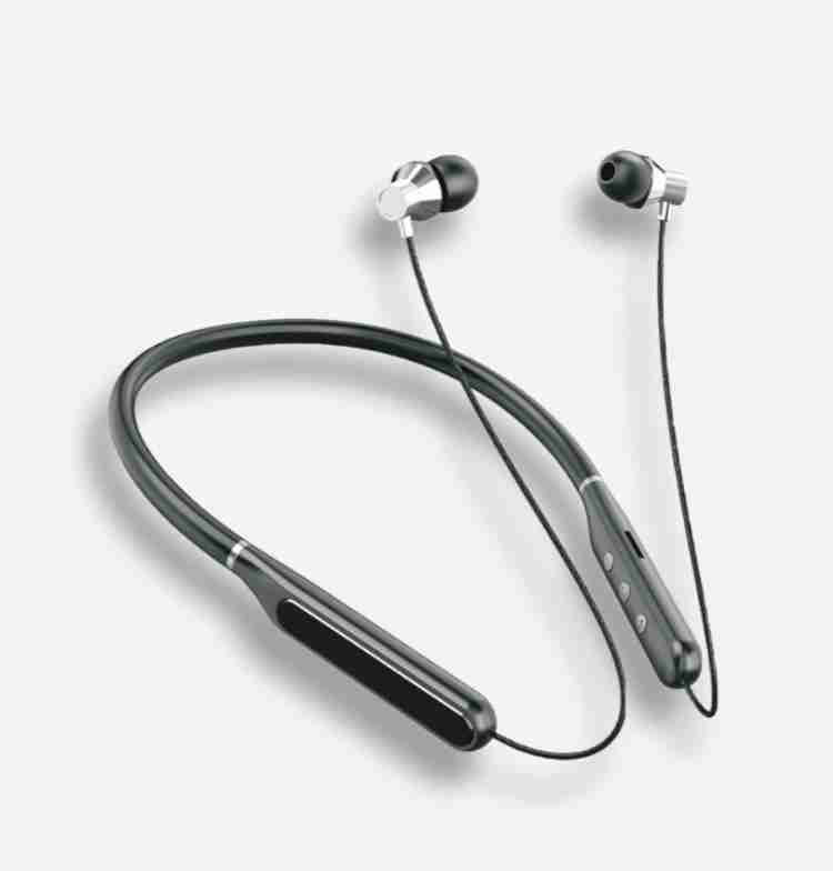 MITHUN Touchtek NH 1 Bluetooth headphone wireless neckband with mic memory card slot playing time 16 hours extra smooth voice exotic bass black Headphone Stand Price in India Buy