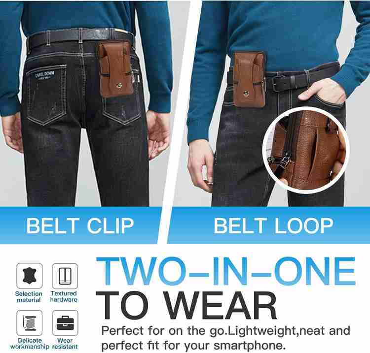 SHAFIRE Leather Mobile Pouch for Men Multifunction Belt Pouch for