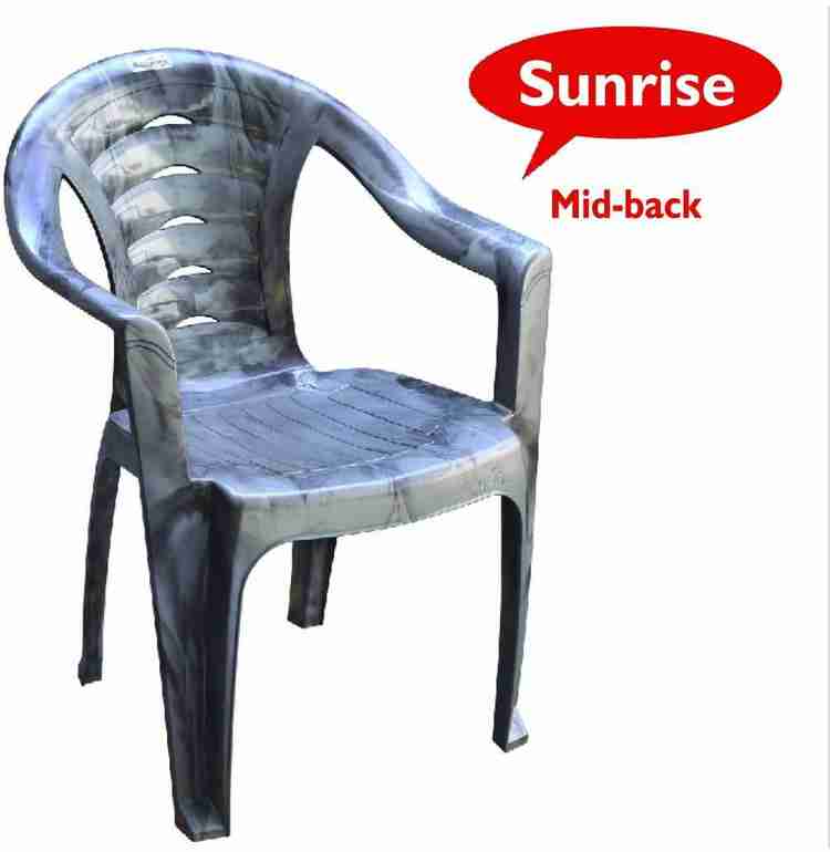 MAHARAJA Sunrise Plastic Chair Silver Color with Armrest for Home