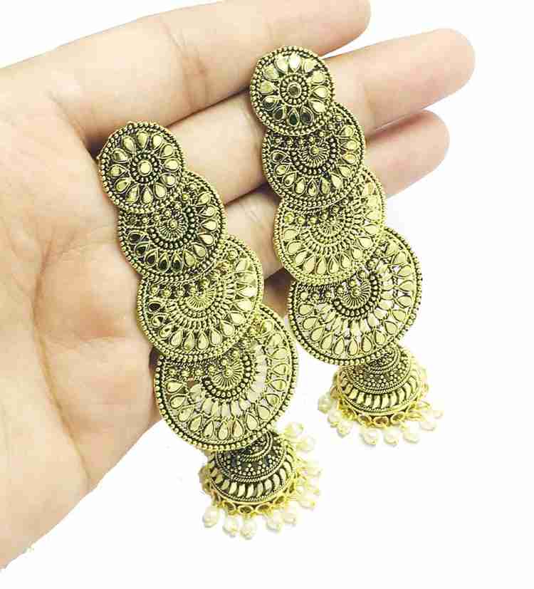 Flipkart Buy LOKAMATRI Golden Round Shape 3 Layer Gold Plated Earrings For Women Girls Brass Earring Set Brass Earring Set Online at Best Prices in India