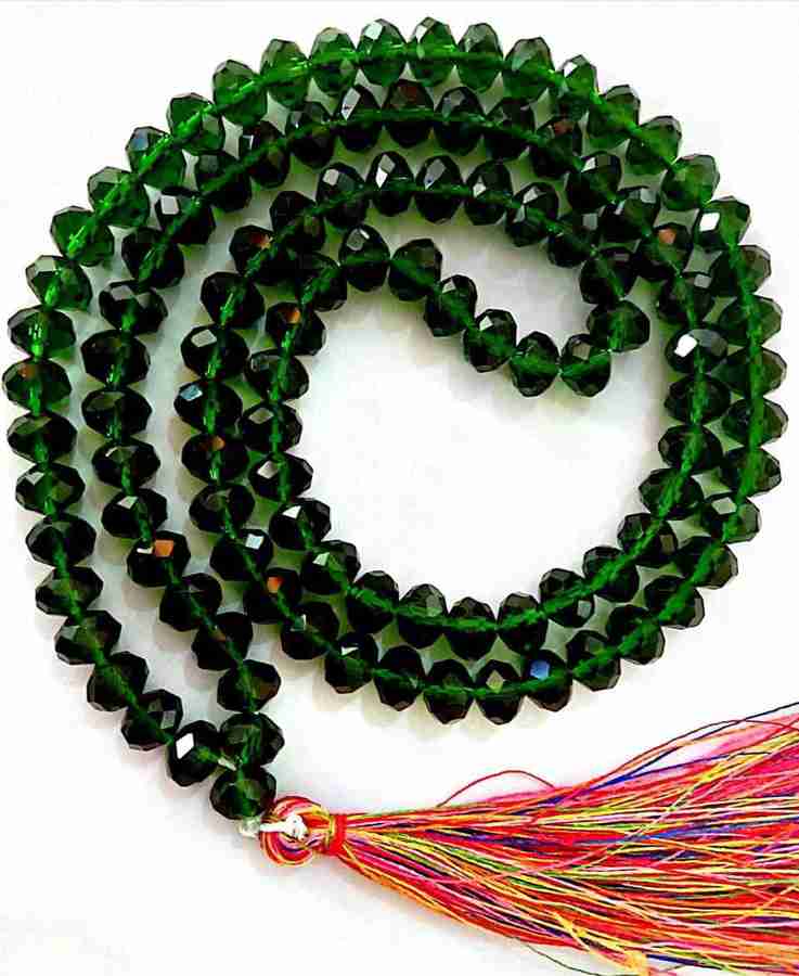 SHREENATHJI Green Crystal Budh Jap Mala Diamond Cut 108 1 Beads for Men And Women Stone Necklace Price in India Buy SHREENATHJI Green Crystal Budh Jap Mala Diamond Cut 108 1 Beads for