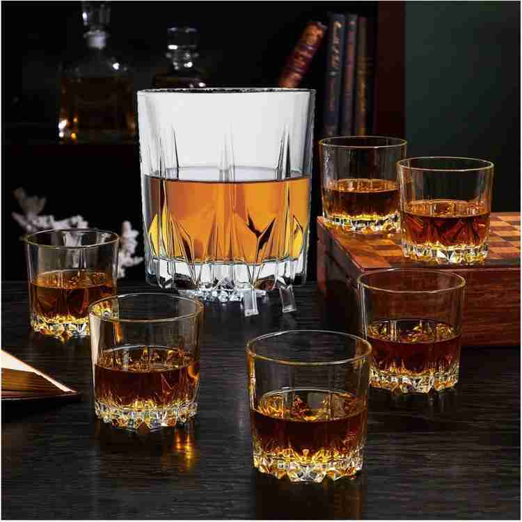 vetreo Pack of 6 Whisky Glass Karat Dubai Dancing Star Glass Set of 6 Pieces Whiskey Glass 300 ml Whisky Karat Glasses 6 Karat Crystal Whiskey Glasses Set of 6 pcs 300
