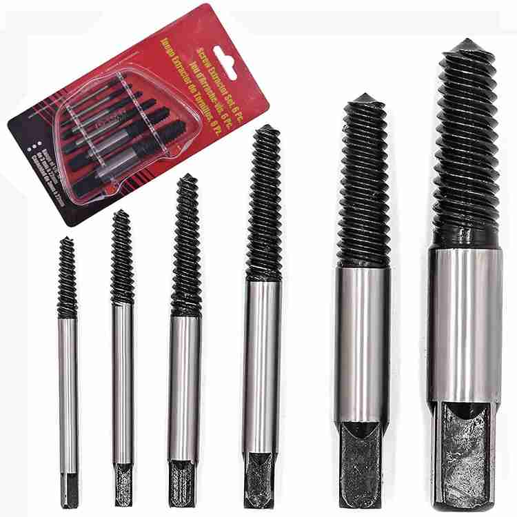 GSK Cut Damaged Screw Extractor Breakage Bolt Extractor Drill Bits Guide Set Broken Easy Out Fastener Kit 1 8 to 1 Set of 6 Pieces Damaged Screw Extractor Kit Price in India