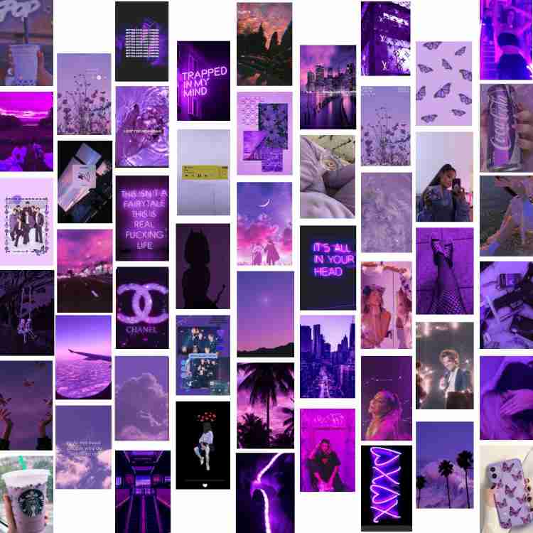 Aesthetic Wall Collage Kit 60pcs 4 6inchs Dark Purple