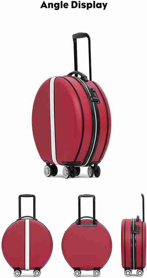 GOCART Round Hard Shell Suitcase ABS Travel Trolley Bag With Lock 4 Double Spinner Wheels Carry On Cabin Luggage For Kids Women Cabin Suitcase 4 Wheels 22 inch Red Price in India Flipkart