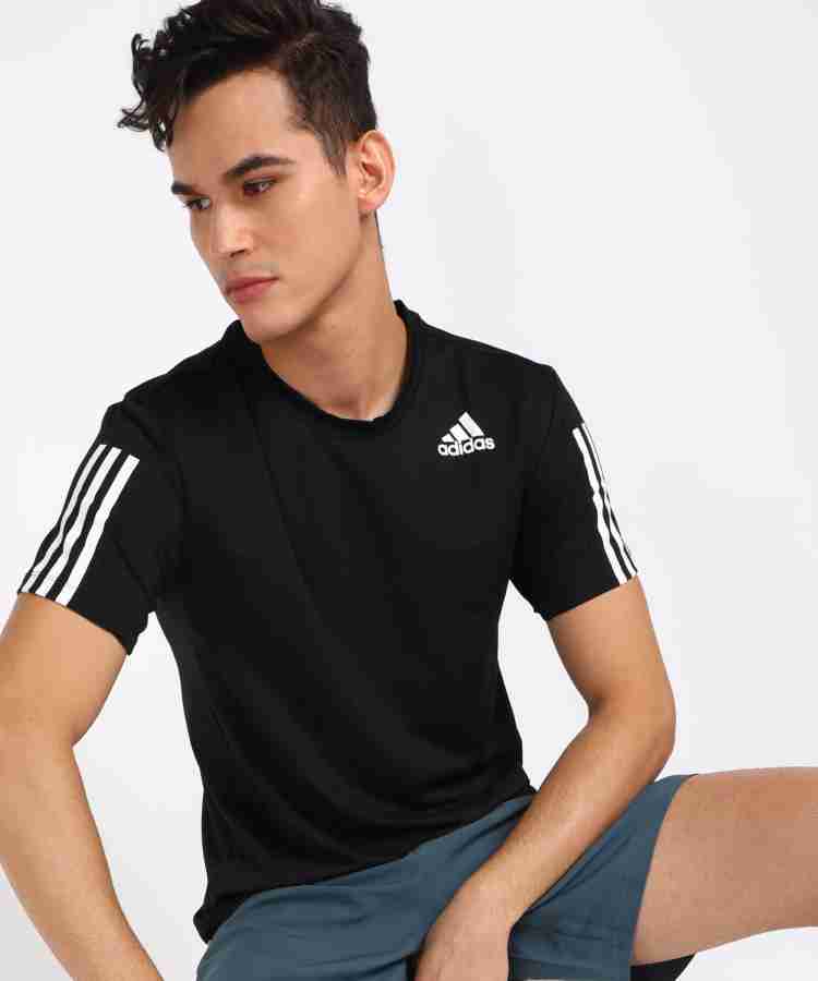 Adidas striped cheap crew neck