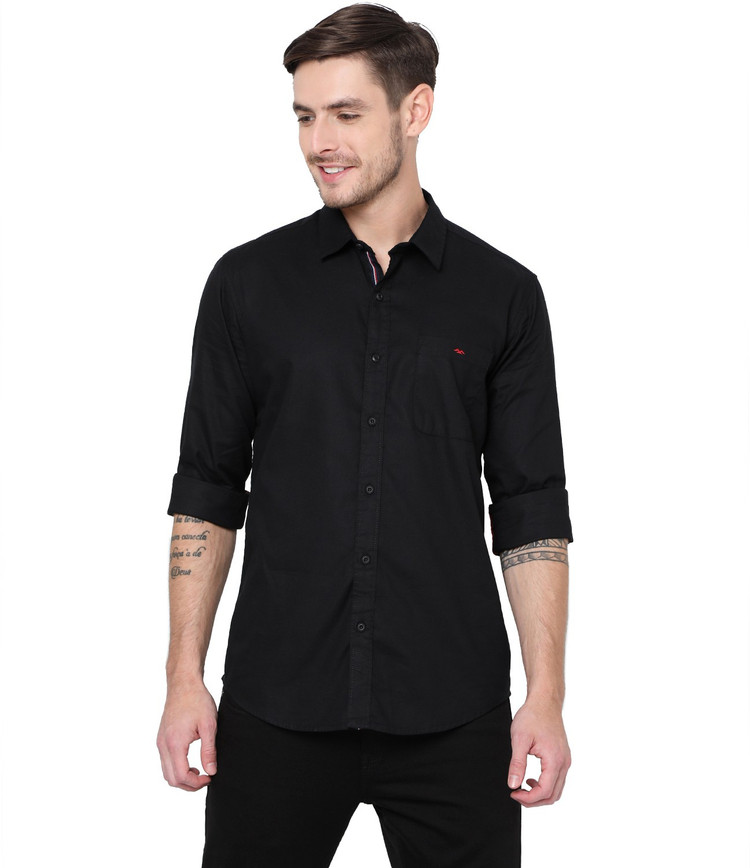 MUFTI Men Solid Casual Black Shirt Buy MUFTI Men Solid Casual