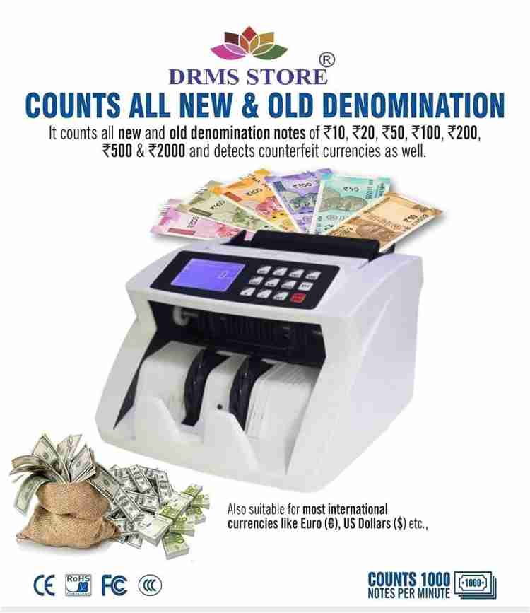 DRMS STORE Latest Heavy Duty Money/Currency/Note Counting Machine with Fake  Note Detector Updated for All New and Old Notes 10,20,50,100,200,500,2000  with Manual Value Feature- Mamba Note Counting Machine Price in India 