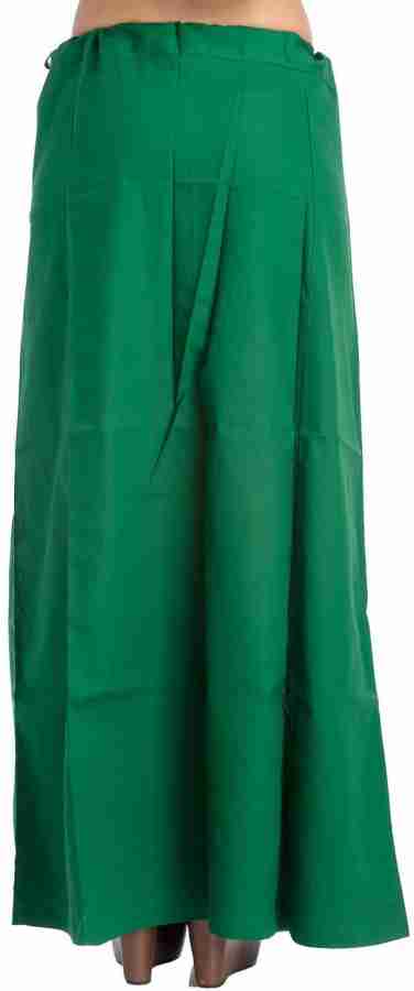 Quickcollection Readymade Green Satin Petticoat Saree Inner Ware