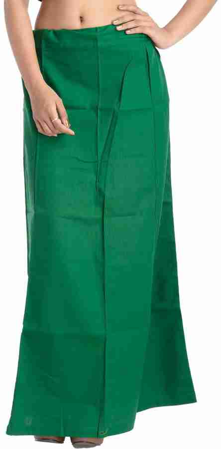 Cotton Dark Green Indian Saree Petticoat Readymade Lining Sari Underskirt  Undercoat Waist Size 28 to 46 Max - CK196YD4U90
