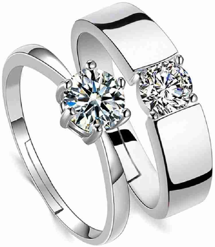 Jaipur Gemstone Diamond Ring Natural American Diamond Stone Couple
