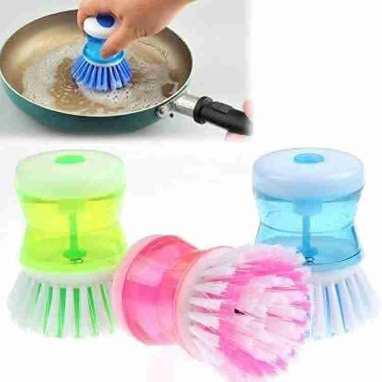 Kitchen Dish Brush With Liquid Soap Dispenser Plastic Pot Dish Cleaning  Brush Home Cleaning