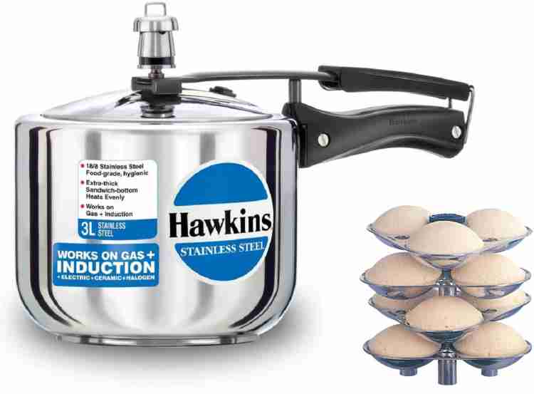 Hawkins Stainless Steel Cooker 3 Litre Tall with Aluminium Idli