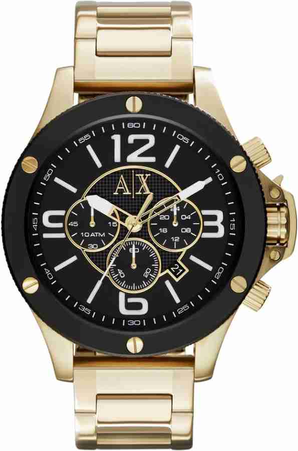 Armani exchange black and gold clearance watch