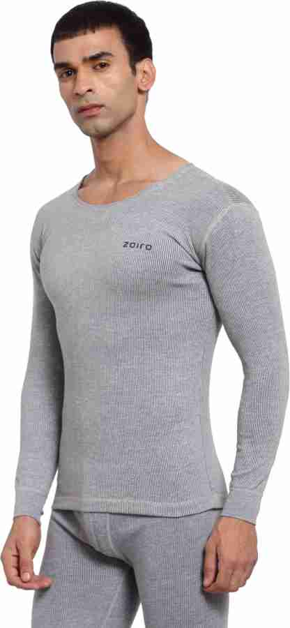 Zoiro Men's Cotton Rich, Triple insulated, Solid, Half sleeve, V-neck  fitted Thermal Vest