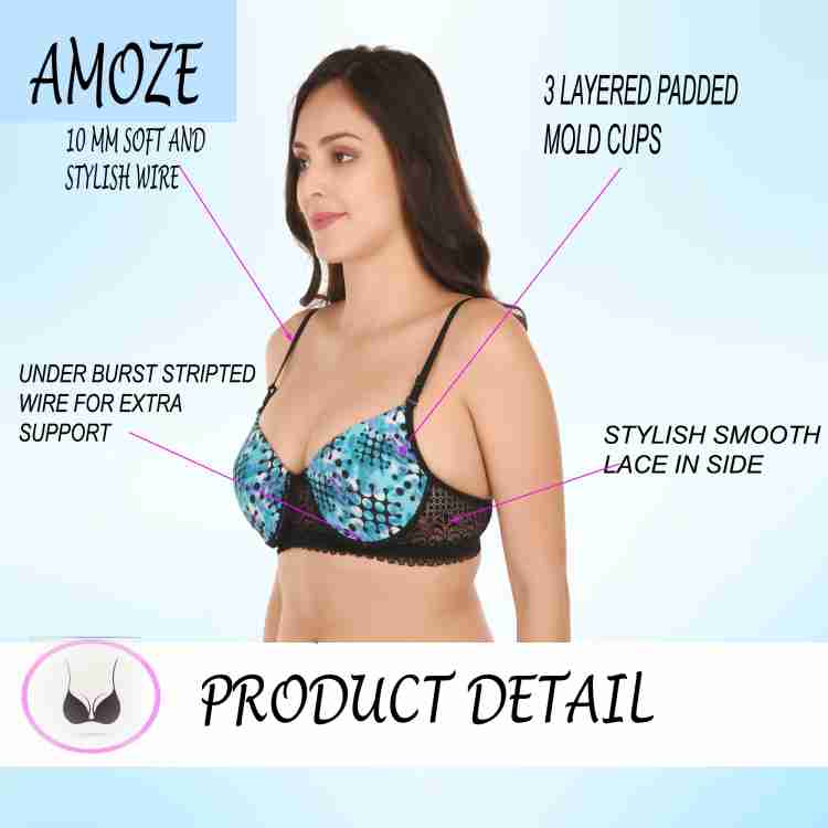 AMOZE HEAVILY PADDED MOLDED BRA WITH UNDER BURST WIRED PCK OF ONE PICS  Women Full Coverage Heavily Padded Bra