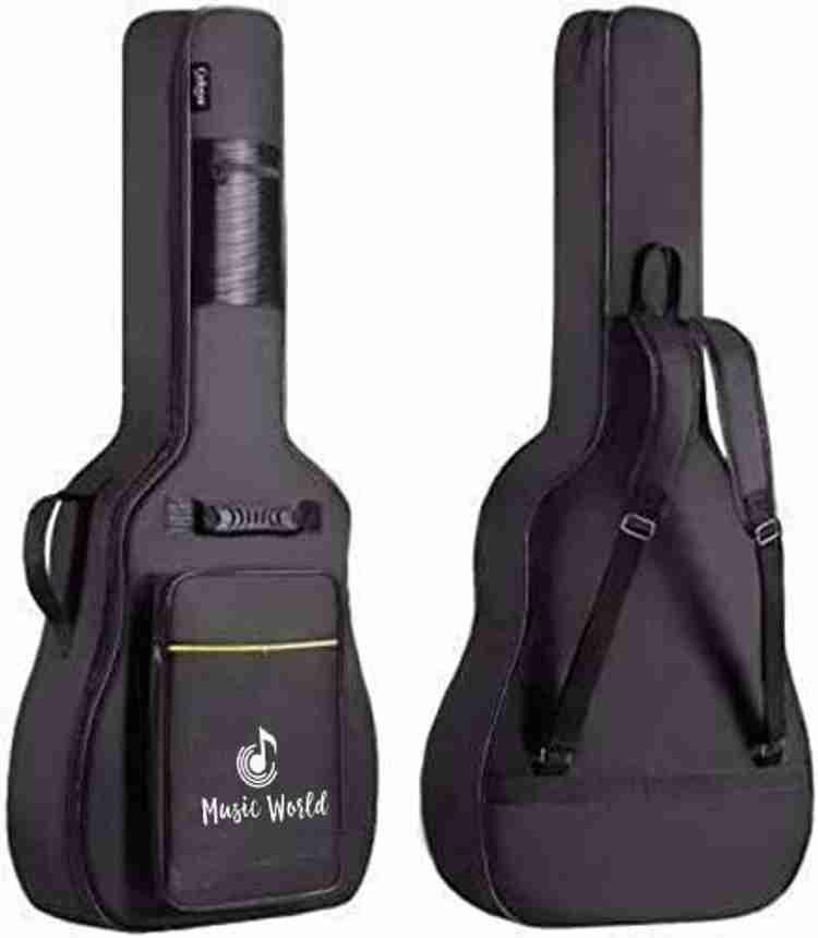 Music World Guitar Cover Gig Bag Black Standard Jumbo Size