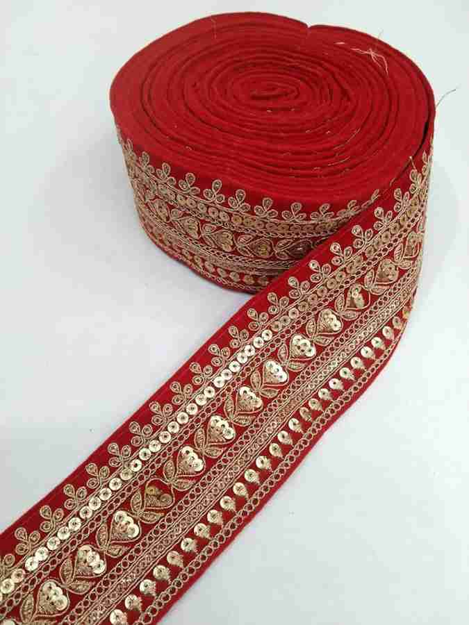 DEEP'S CREATION New Saree lace Border Velvet Base (9m x 2.5 in