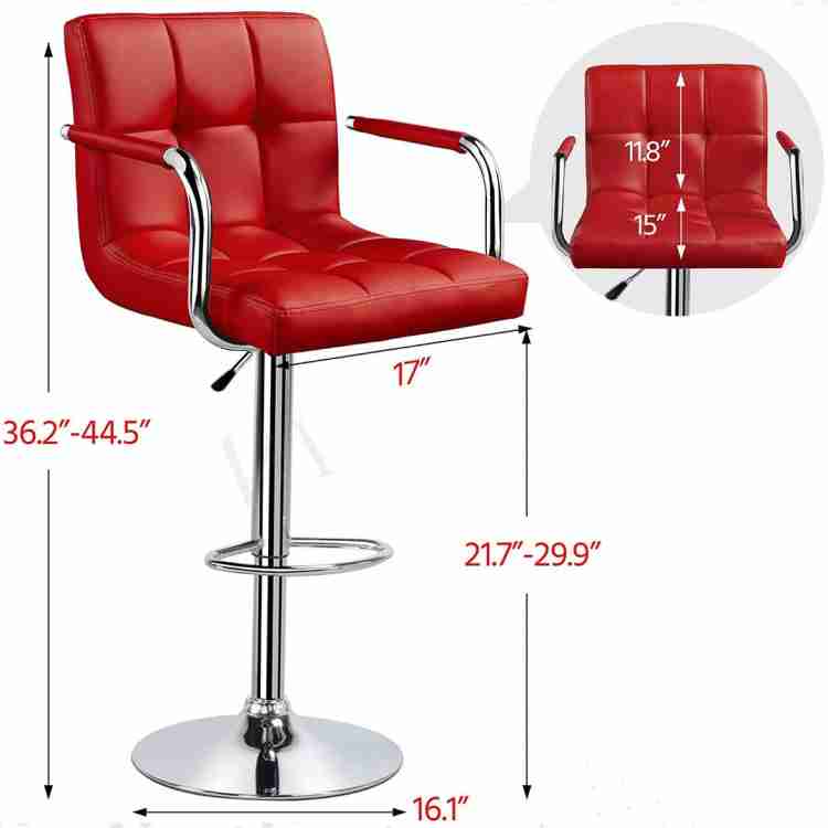 Bar Stools Set of 2 Red Swivel Leather top Adjustable Counter Height Chairs Pub