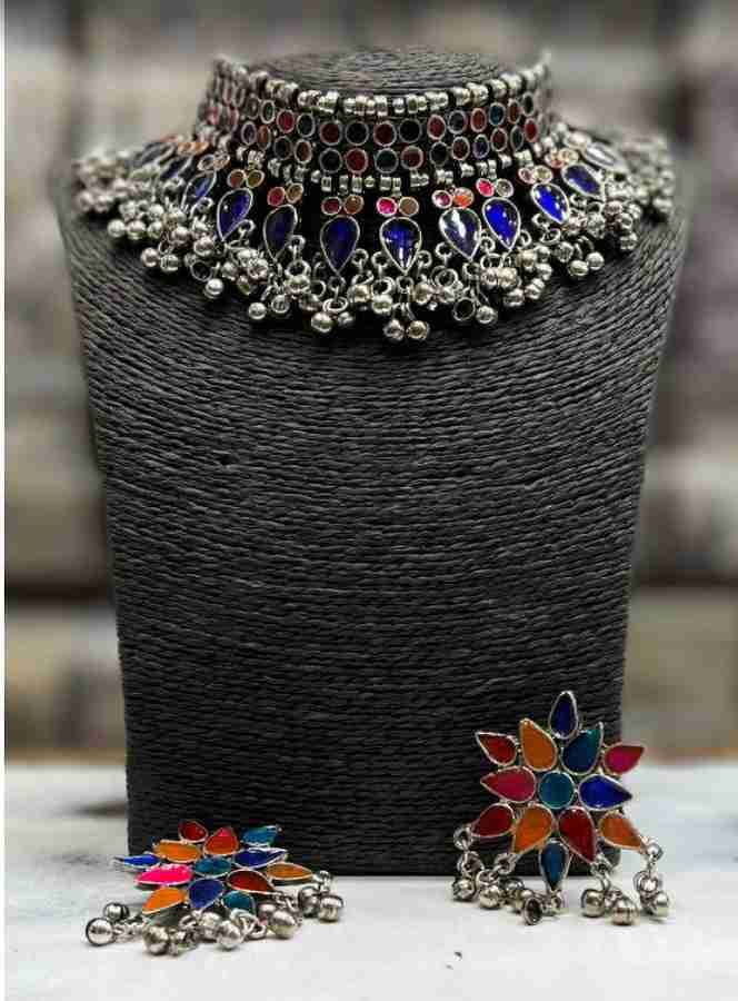 Silver oxidised online jewellery choker
