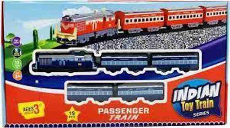 centy INDIAN PASSENGER BATTERY OPERATED TOY TRAIN SET BLUE ENGINE
