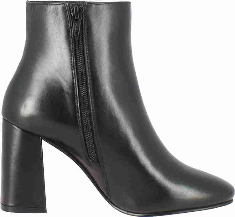 Black leather hotsell block heel booties