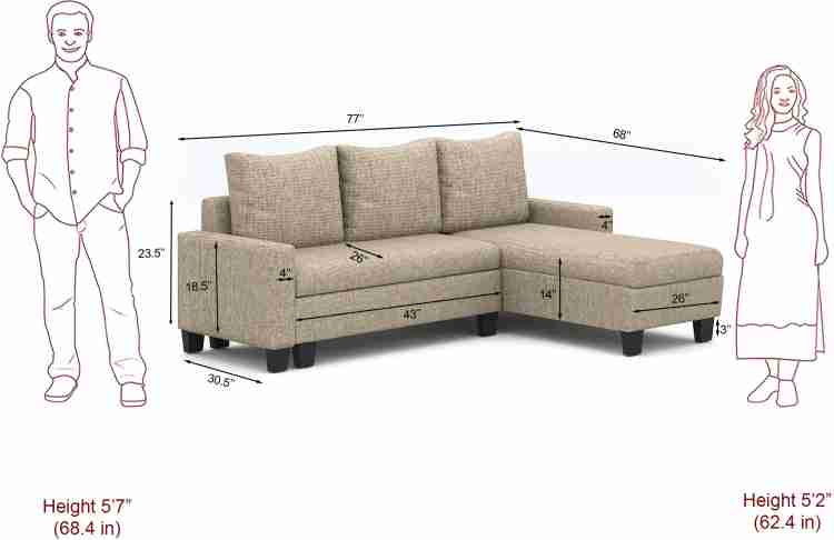 Flipkart Perfect Homes Porto L Shape Fabric 5 Seater Sofa Price in