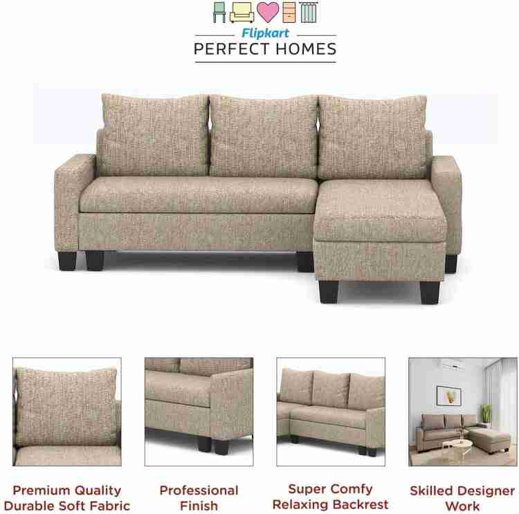 Flipkart Perfect Homes Porto L Shape Fabric 6 Seater Sofa (Finish