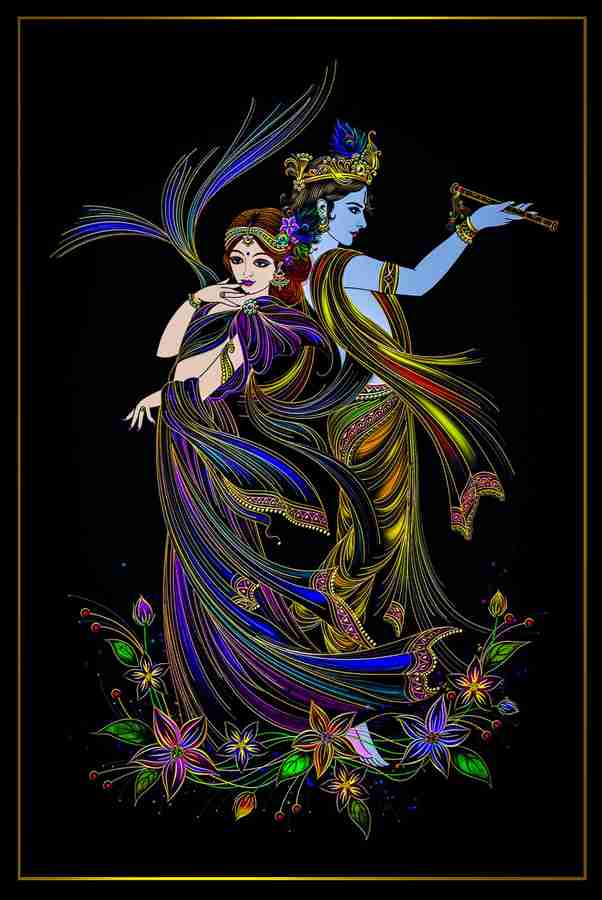 Lambosto RADHA KRISHNA HD WALL STICKER 12X18 inch Price in India