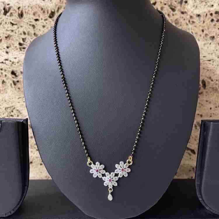 Digital Dress Room Short Mangalsutra Designs Gold Plated Flower Diamond Black Beads Chain Alloy Mangalsutra Price in India Buy Digital Dress Room Short Mangalsutra Designs Gold Plated Flower Diamond B...