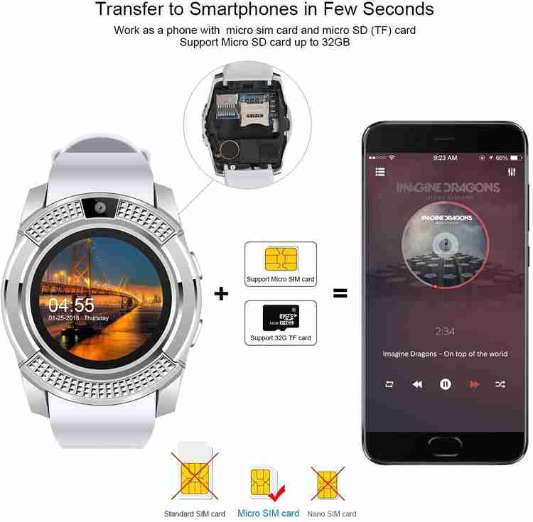 V8 smartwatch discount memory card