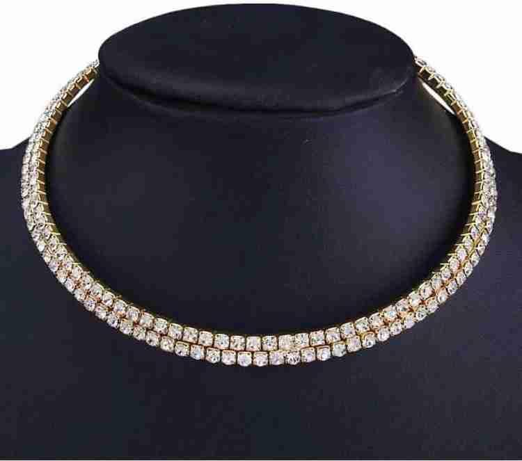 Aaruhi Creation Artificial Diamond Beautiful Round Shape Choker Necklace Design Diamond Gold plated Plated Alloy Choker Price in India Buy Aaruhi Creation Artificial Diamond Beautiful Round Shape Chok...