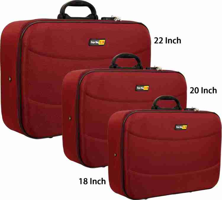Zoya 18 20 22Inch Combo Suitcase Briefcase Bag For Men Women Number Lock Red Overnighter Briefcase 22 inch Red Price in India Flipkart