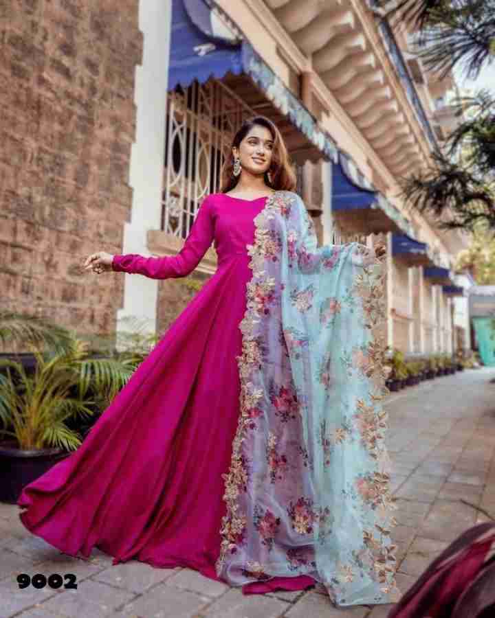 livewear Women Gown Pink Dress - Buy livewear Women Gown Pink Dress Online  at Best Prices in India
