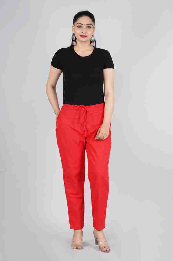 CLEVAA Regular Fit Women Red Trousers - Buy CLEVAA Regular Fit