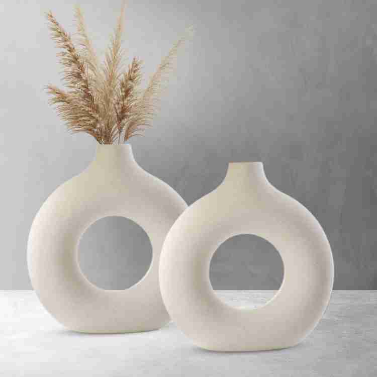 Buy Purezento White Ceramic Cooee Beautiful Decorative Vases Online at Best  Prices in India - JioMart.