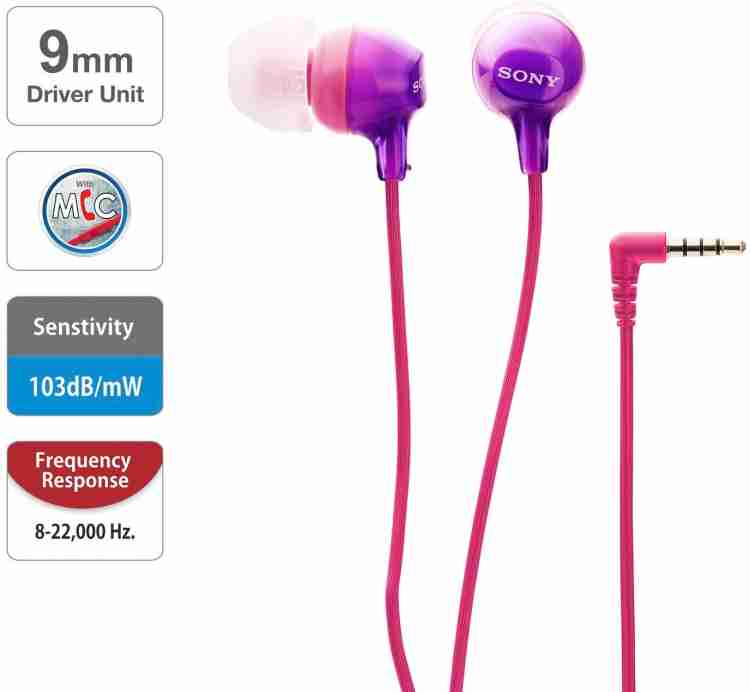 SONY MDR EX 15 AP Wired Earphone Violet RENEWED Wired Headset