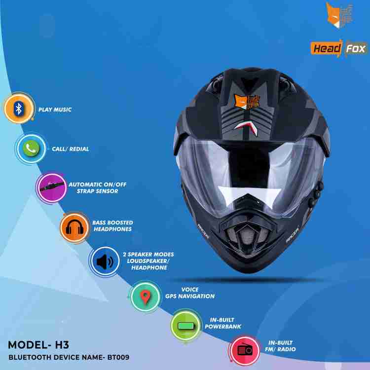 HEADFOX MX FD3 Smart Bluetooth H3 GREY ON BLACK MOUNT SHRAK