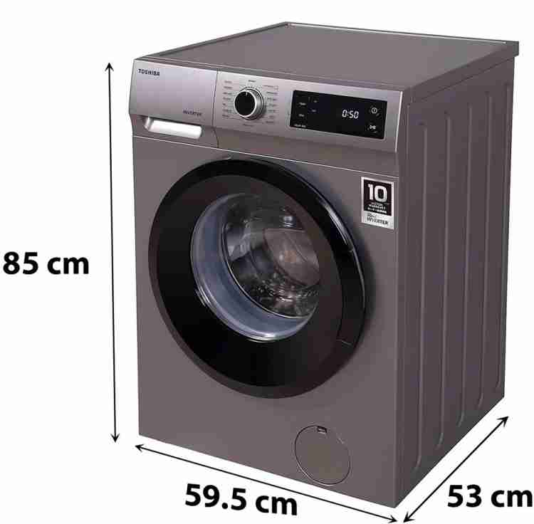 TOSHIBA 7.5 kg Fully Automatic Front Load Washing Machine with In-built  Heater Silver