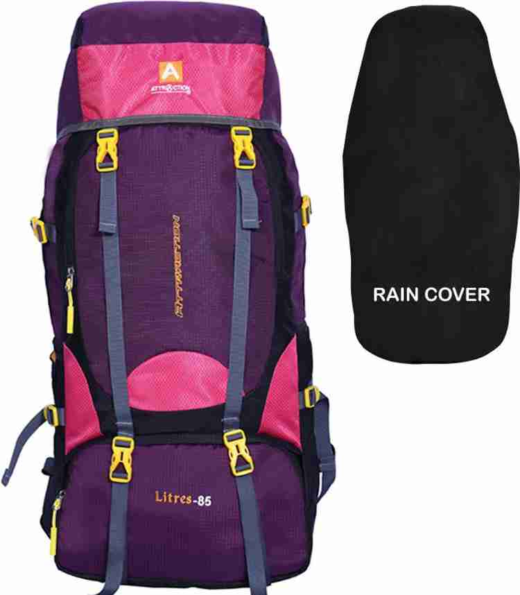 Attraction 85L TRAVEL BACKPACK FOR OUTDOOR SPORT HIKING TREKKING BAG CAMPING RUCKSACK with shoe compartment and rain cover Rucksack 85 L