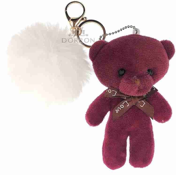 DORRON Fluffy Faux Fur Pom Pom Teddy Bear Key Ring for Girls Redwine Key Chain Price in India Buy DORRON Fluffy Faux Fur Pom Pom Teddy Bear Key Ring for Girls