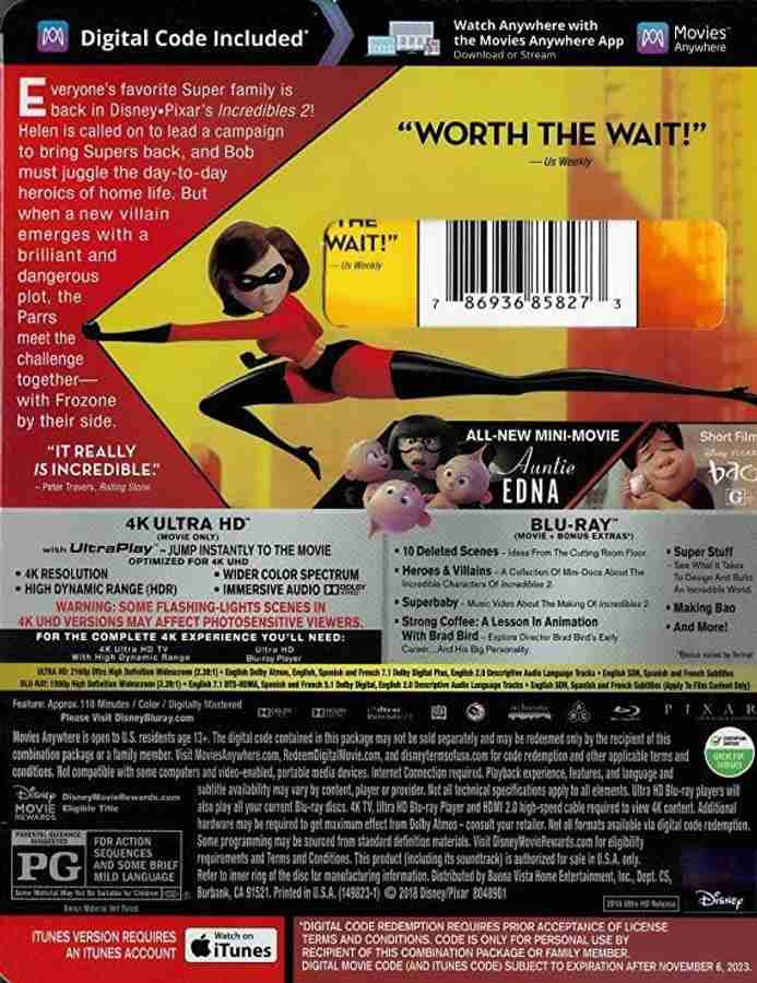 Incredibles 2 Ultimate Collector s Edition Uncut 4K Ultra HD Blu ray 2018 Includes Slipcover Imported from USA 118 min Disney Animation Action Adventure Dolby Atmos Director Brad