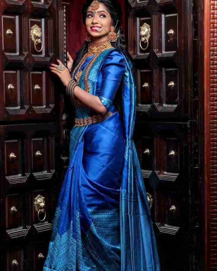 Buy SWANNAH Self Design Kanjivaram Pure Silk Dark Blue Sarees Online Best Price In India Flipkart