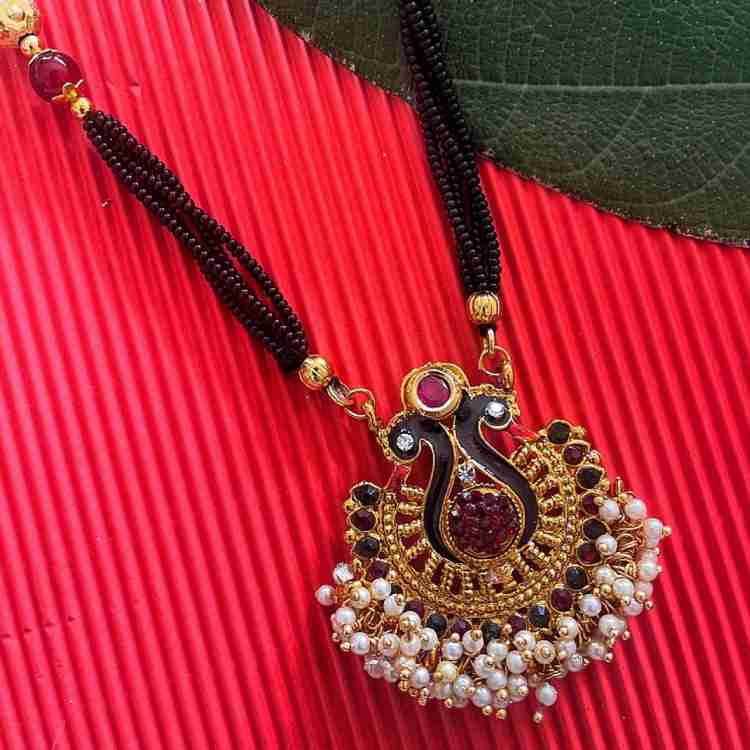 Red and black deals beads in mangalsutra