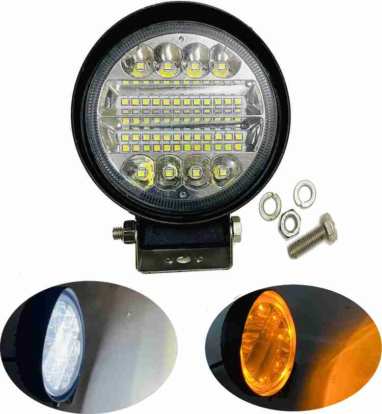 Autofasters 32 LED Fog Light Round Lamp with Yellow DRL for Car
