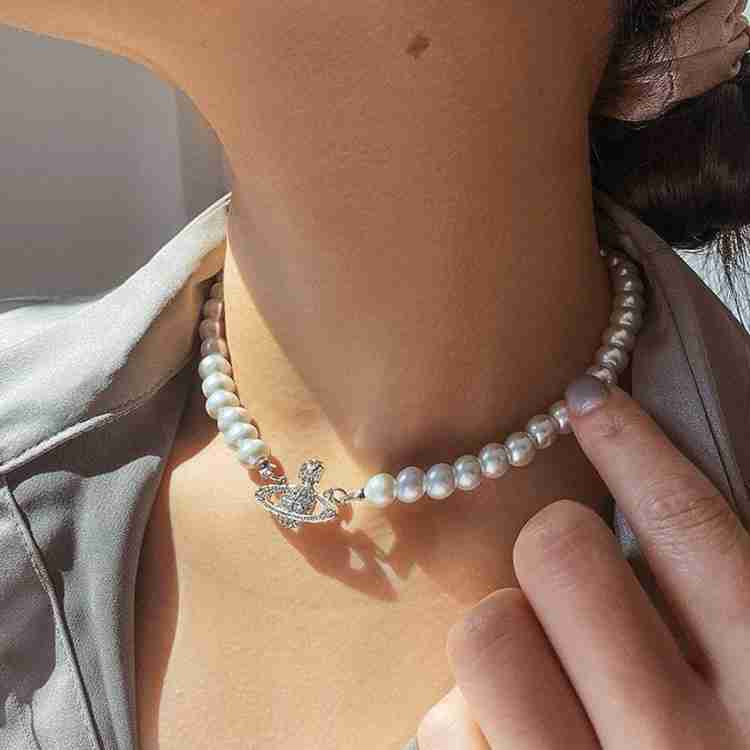 Ufo top pearl necklace