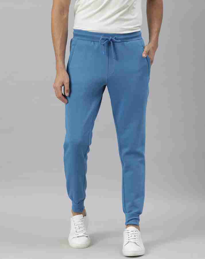 RARE RABBIT MEN'S CHASE BLUE TRACK PANT COTTON POLYESTER FABRIC DRAWST