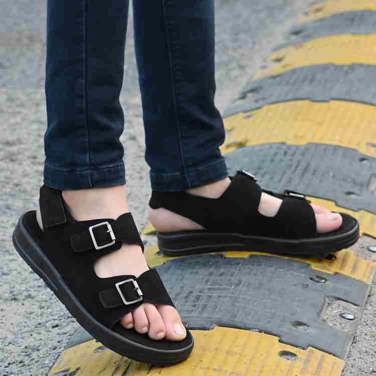 Korean black 2024 sandals