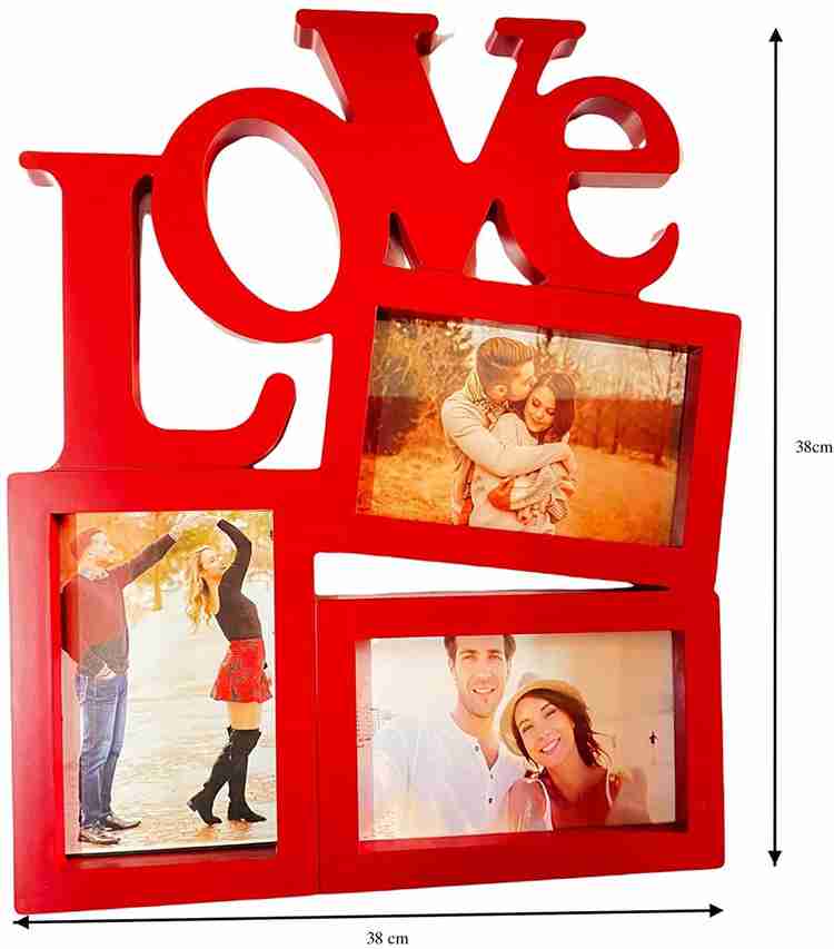 G.FIDEL Love Photo frame 3 Photo Collage Photo Frame Red 15 inch